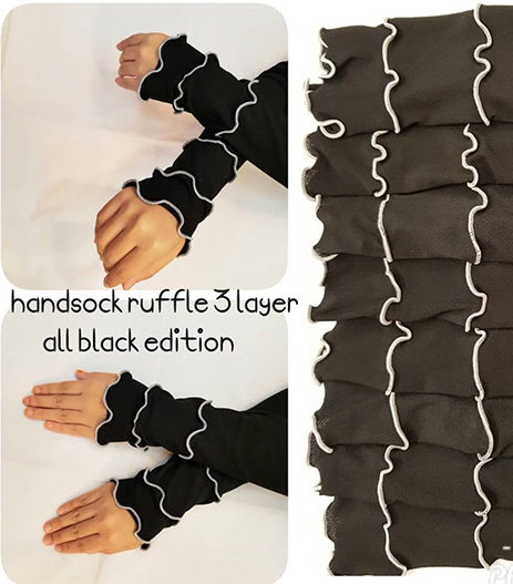 Handsock ruffle 3 layer all black